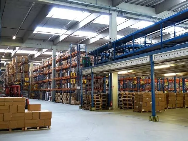 Workers in a logistics warehouse